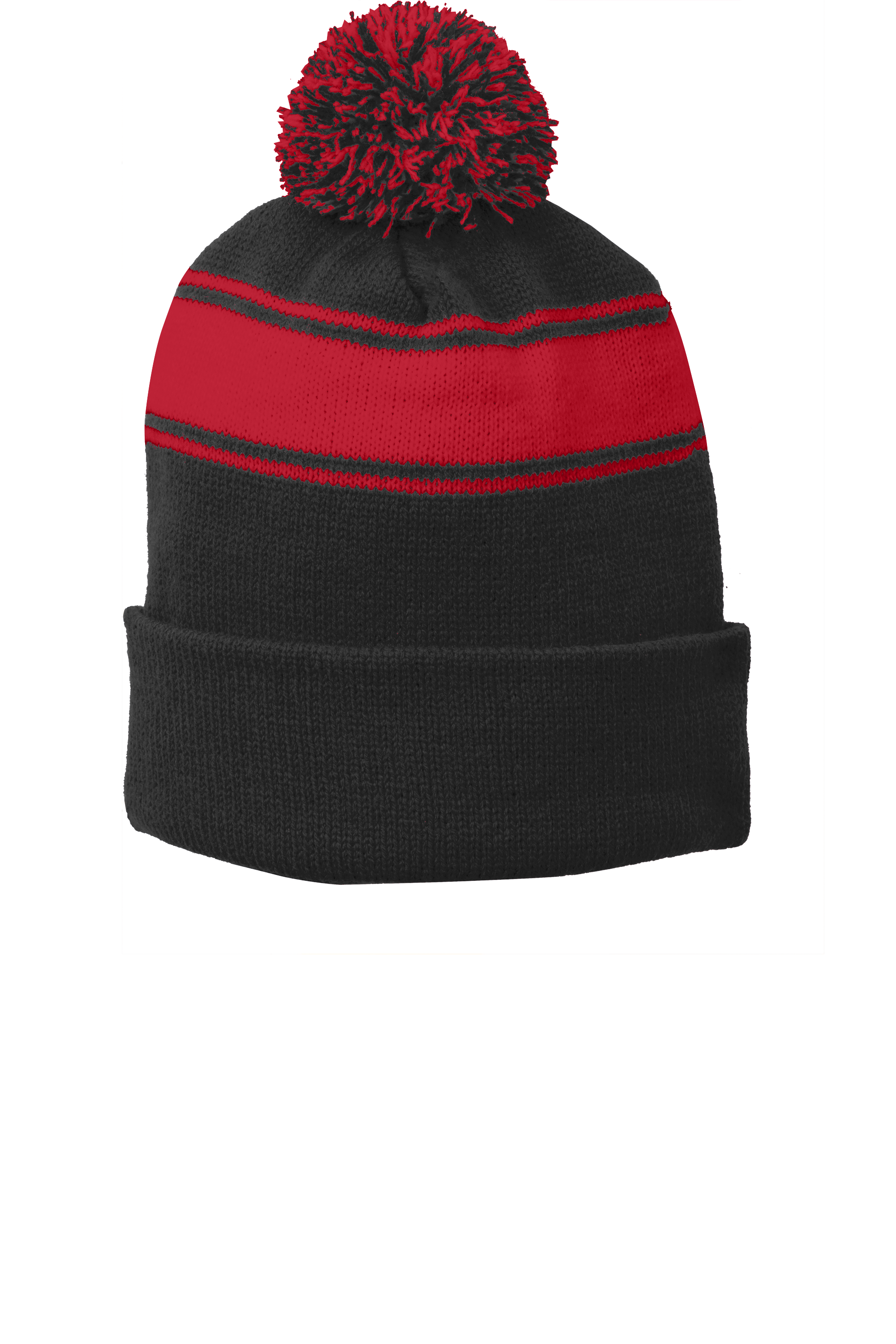 Sport-Tek - Stripe Pom Pom Beanie